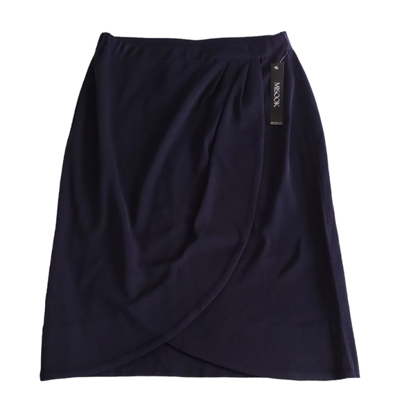 NWT Misook XL Blue Pleated Stretch Waist Tulip Petal Skirt - Picture 1 of 15